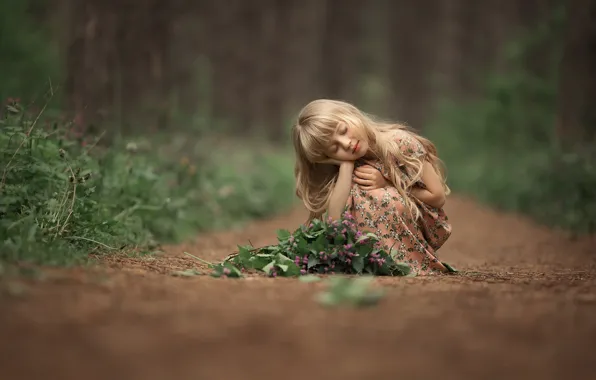 Flowers, hair, trail, girl