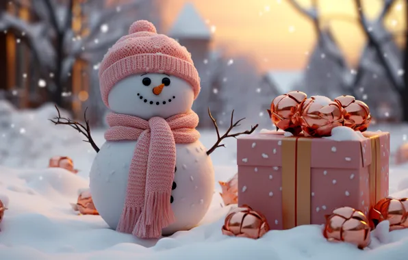 Winter, snow, Christmas, New year, snowmen, snowman, AI art, neural network