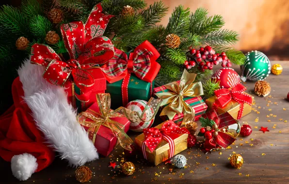 Branches, tape, holiday, Christmas, gifts, New year, bumps, decor