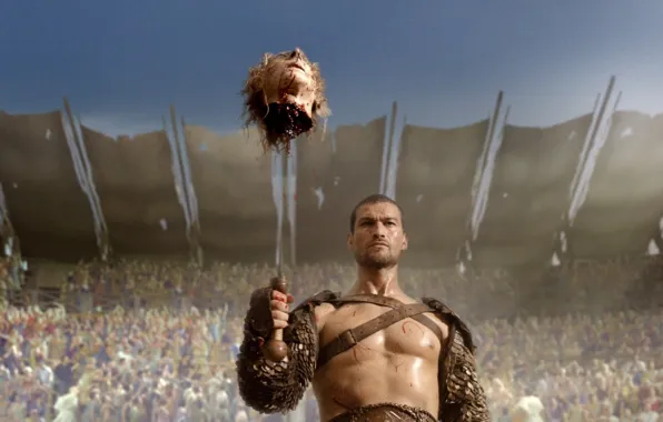 Head, the series, Spartacus, Andy Whitfield, penalty, Gladiator, sand and blood, Spartacus