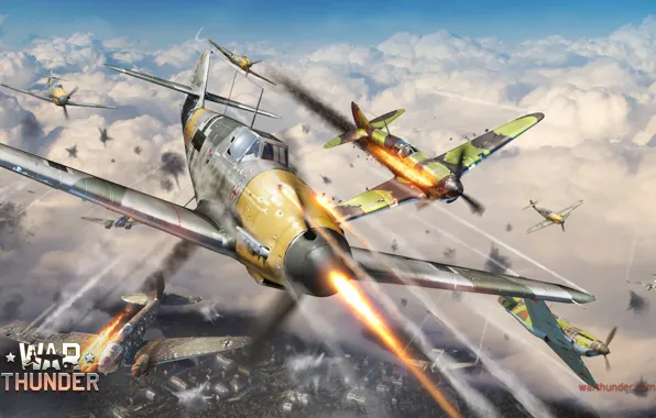 Picture clouds, the plane, plane, LaGG-3, simulator, MMO, Mac OS, War Thunder