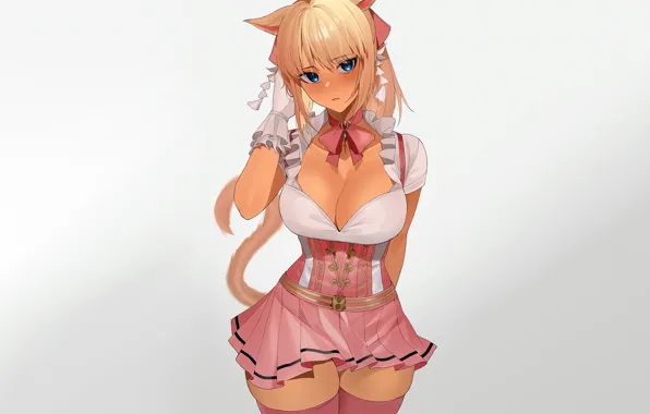 Girl, sexy, Final Fantasy, cleavage, thighhighs, long hair, dress, boobs