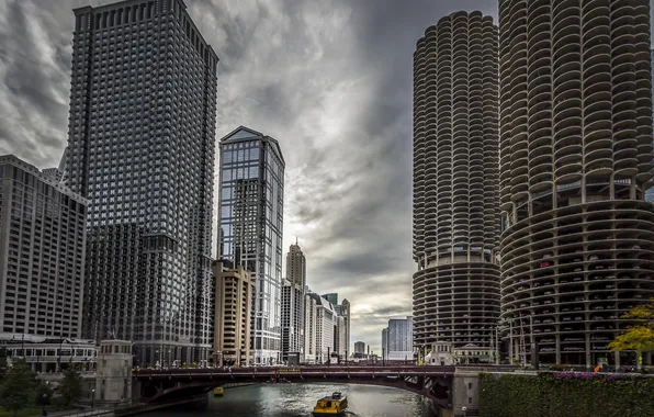 River, Chicago, Skyscrapers, Building, America, Il, Chicago, America