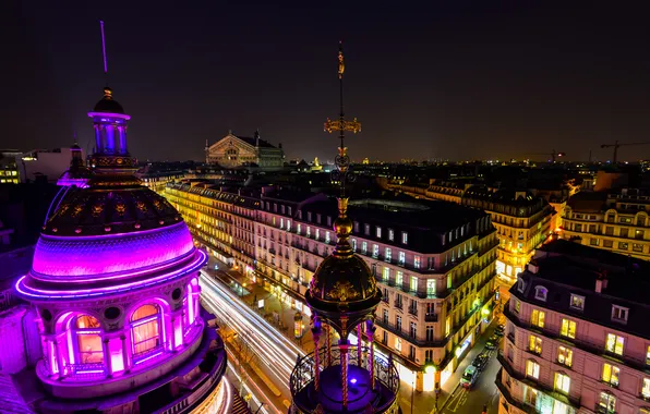 Night, the city, France, Paris, building, home, backlight, Paris