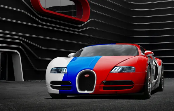 Picture Bugatti, Veyron, Bugatti, front, Veyron, Aksyonov Nikita Andreevich, three color