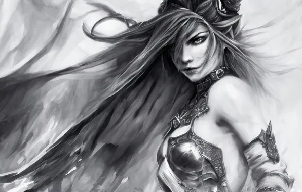 Grey, Girl, panache, Fury, digital art, AI art, art work Razor127, The AI forgot to …