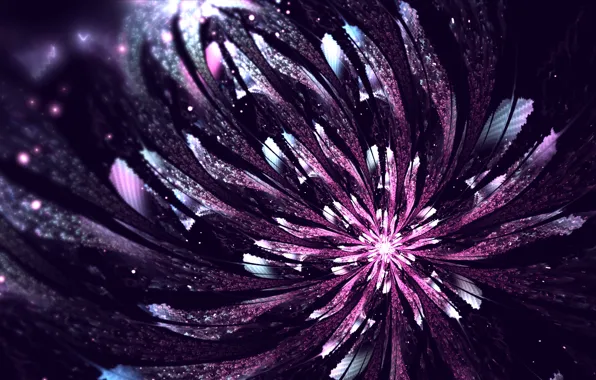 Flower, digital, glow, abstraction, purple, fractal
