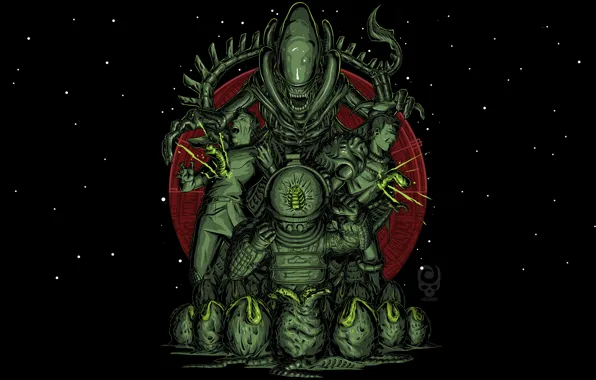 Minimalism, Figure, Stranger, Art, Art, Alien, Xenomorph, by Nikita Shalaginov
