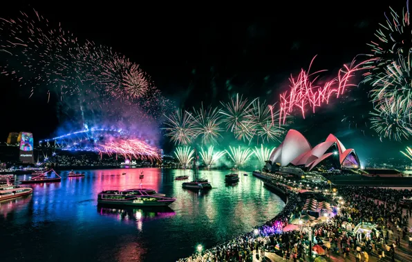 Reflection, night, bridge, the city, lights, green, people, holiday