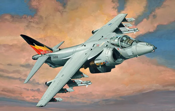 Picture art, painting, jet, BAe Harrier Gr.9