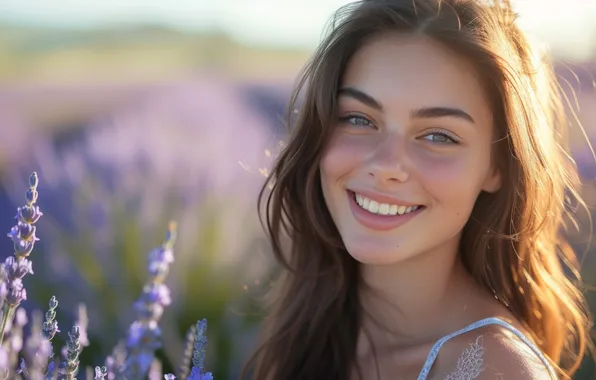 Picture summer, look, girl, light, flowers, face, smile, portrait