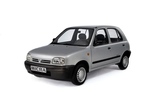 Grey, white background, Nissan, Micra 5-door, 1992–97, (K11)