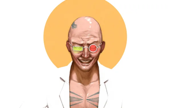 Art, glasses, bald, Transmetropolitan, spider jerusalem