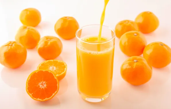 Picture glass, yellow, juice, fruit, orange, citrus, jet, bokeh