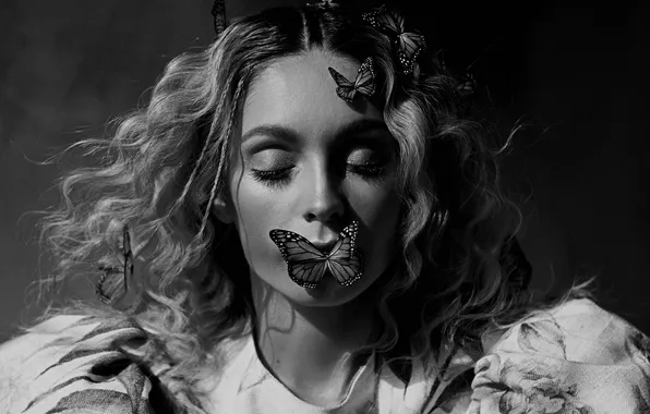 Butterfly, black and white, curly, Valeriya Mytnik