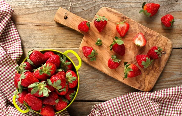 Berries, strawberry, Cup, Board, tablecloth