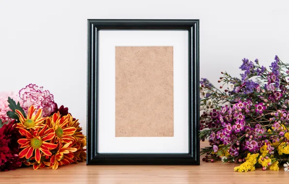 Flowers, photo, bouquet, frame, colorful, flowers, romantic, spring