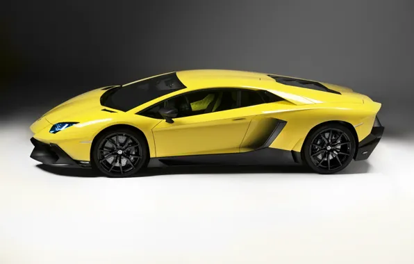 Auto, Lamborghini, side view, yellow, LP700-4, Aventador, 50 Anniversario Edition