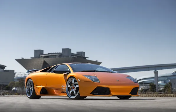 Picture Lamborghini, Orange, Sky, Murcielago, Wheels