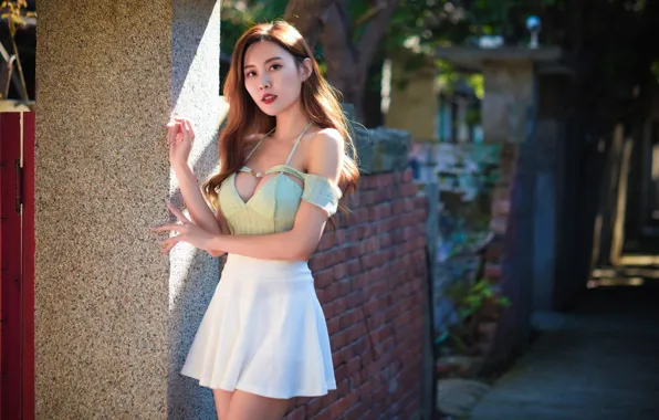 Look, the sun, pose, model, skirt, portrait, makeup, figure