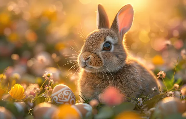 Holiday, eggs, spring, rabbit, Easter, painted, eggs, AI art