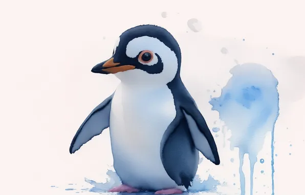 Birds, bird, figure, watercolor, penguin, bird, penguin, birds