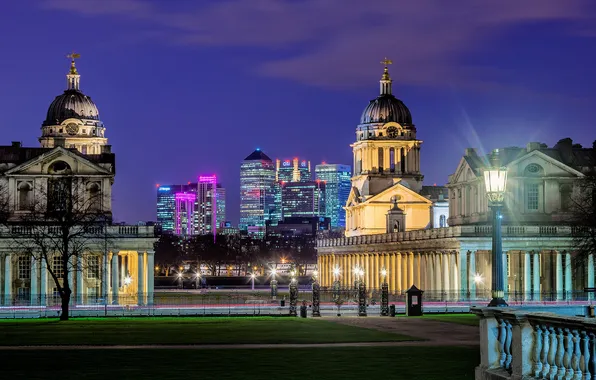 Night, the city, Park, England, London, building, lighting, UK