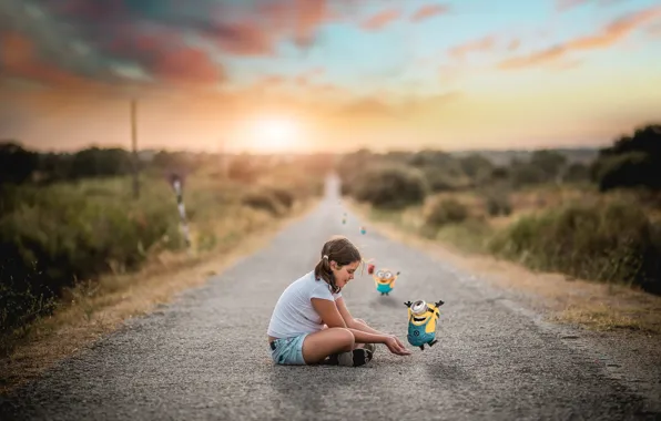 Picture road, fantasy, girl, minion