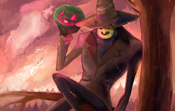 Monster, hat, watermelon, art, Gravity Falls, Zapekanka's, Jack-o'-melons, Summerween