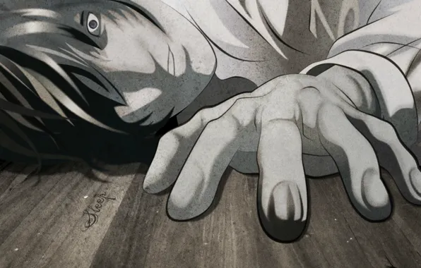 Picture hands, Death Note, Death Note, madness, Kira, Yagami Light