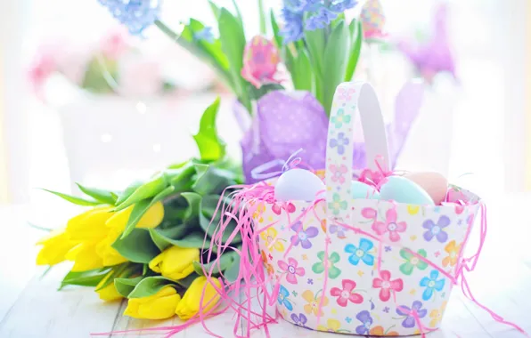 Flowers, eggs, spring, Easter