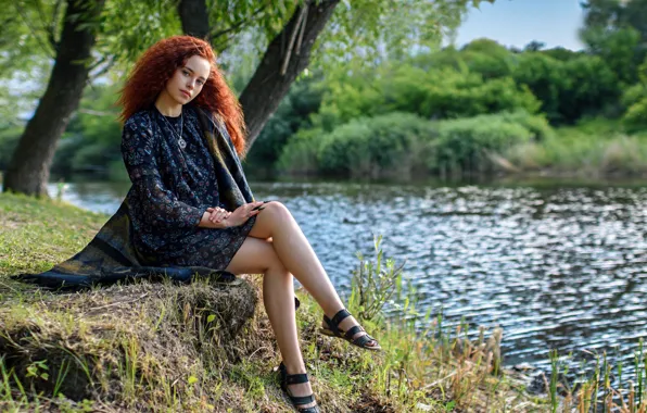 Picture summer, girl, nature, river, photo, model, dress, Pavlyuk Alexander