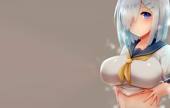 Girl, sexy, boobs, anime, blue eyes, beautiful, short hair, pretty
