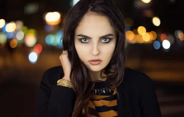 Night, lights, portrait, Hannah, Martin Kühn