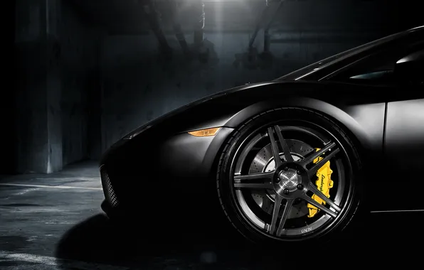 Picture black, Lamborghini, Parking, disk, Gallardo, black, Lamborghini, caliper
