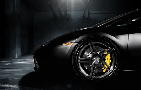 Black, Lamborghini, Parking, disk, Gallardo, black, Lamborghini, caliper