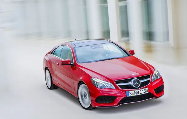 Mercedes-Benz, Red, Machine, coupe, e-class, Coupe, The front