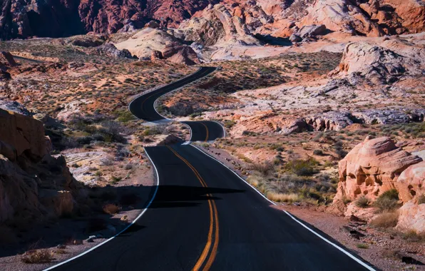 Road, nature, valley