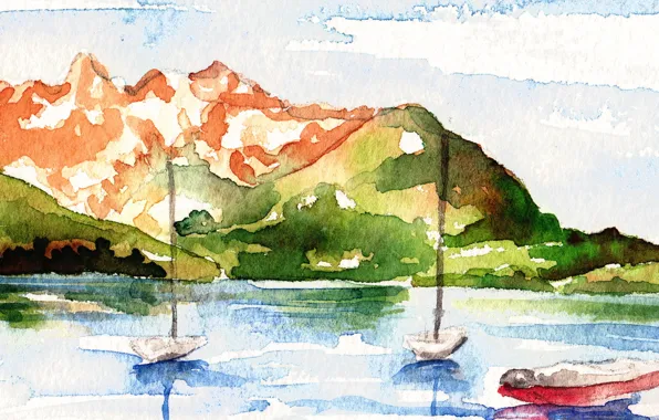 Picture landscape, style, background, picture, watercolor