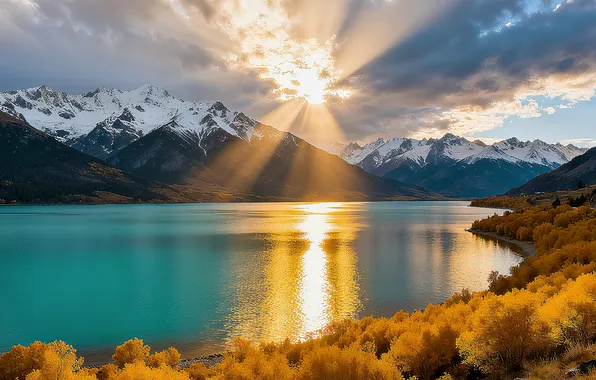 Sea, landscape, nature, mountains, dawn