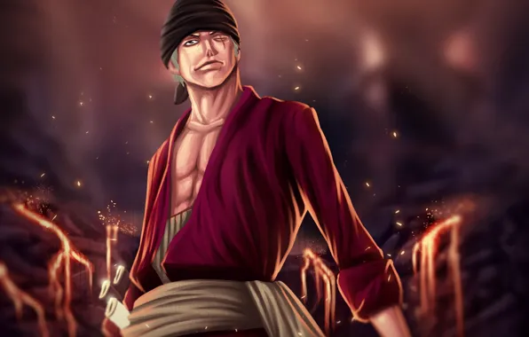 Fire, flame, sword, One Piece, pirate, katana, ken, blade