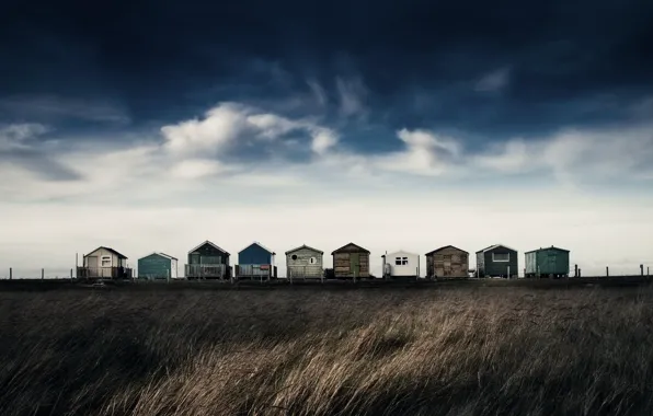 Field, the sky, house