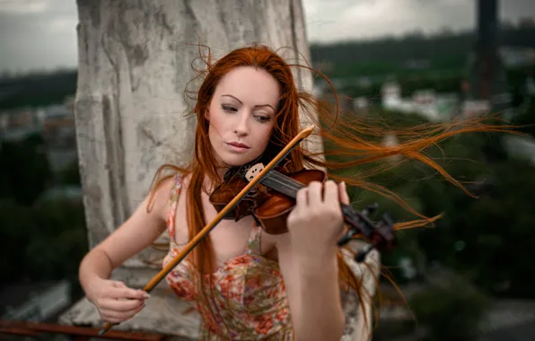 Picture violin, the red-haired girl, George Chernyadev, The music of wind