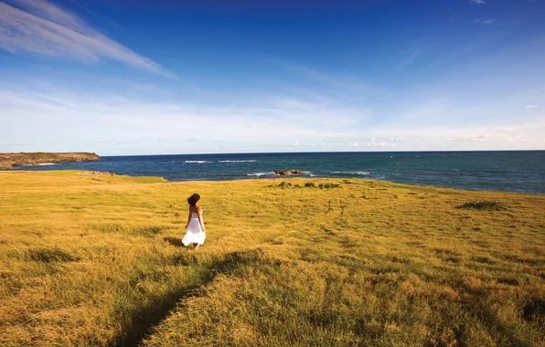 Sea, girl, shore