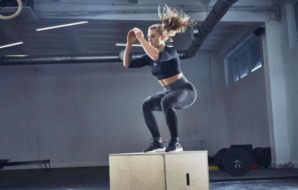 Blonde, female, workout