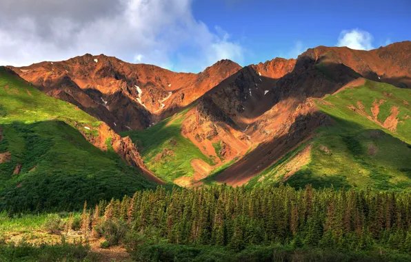 The sky, clouds, mountains