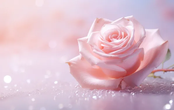 Flower, drops, holiday, pink, tenderness, rose, clean space, AI art