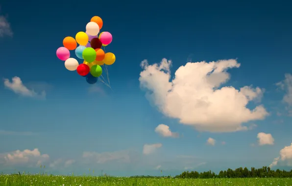 Picture the sky, balls, meadow