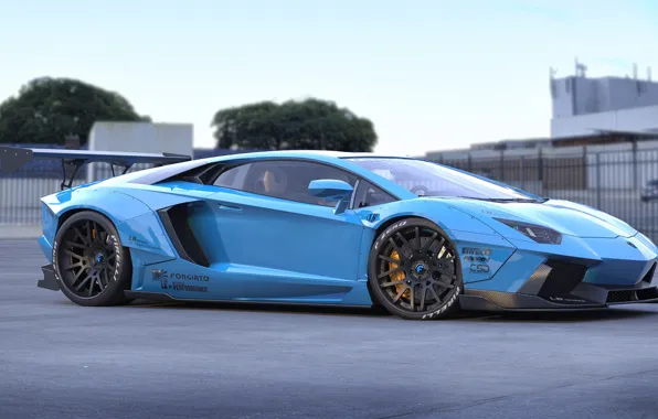 Auto, Lamborghini, Machine, Car, Auto, Render, Aventador, Lamborghini Aventador