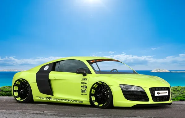 Audi, tuning, Audi, green, supercar, tuning, V10, B10